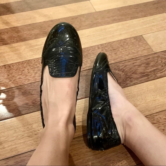 Prada | Patent Leather Navy Black Flats Loafers - Picture 8 of 8